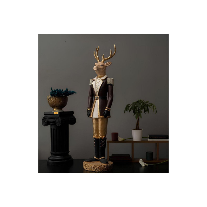 Objet décoratif, Noir et or, H 7,47 po x l 1,97 po x P 7,47 po