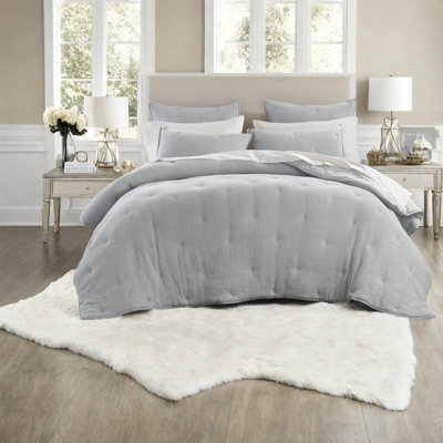 Ensemble de literie, courtepointe en coton grand lit, chambre à coucher brodée bleue