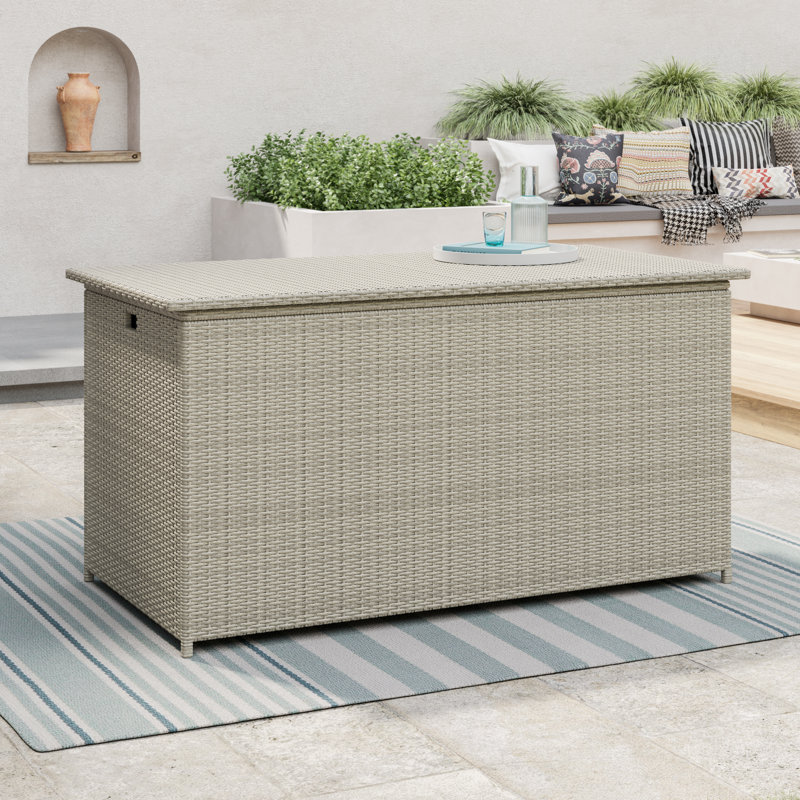 202 Gallons Wicker / Rattan Outdoor Storage Bin, Light Gray