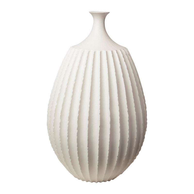 Sawtooth Vase-Rustic White-Med, Rustic White, 23.75'' H x 14.5'' W x 14.5'' D