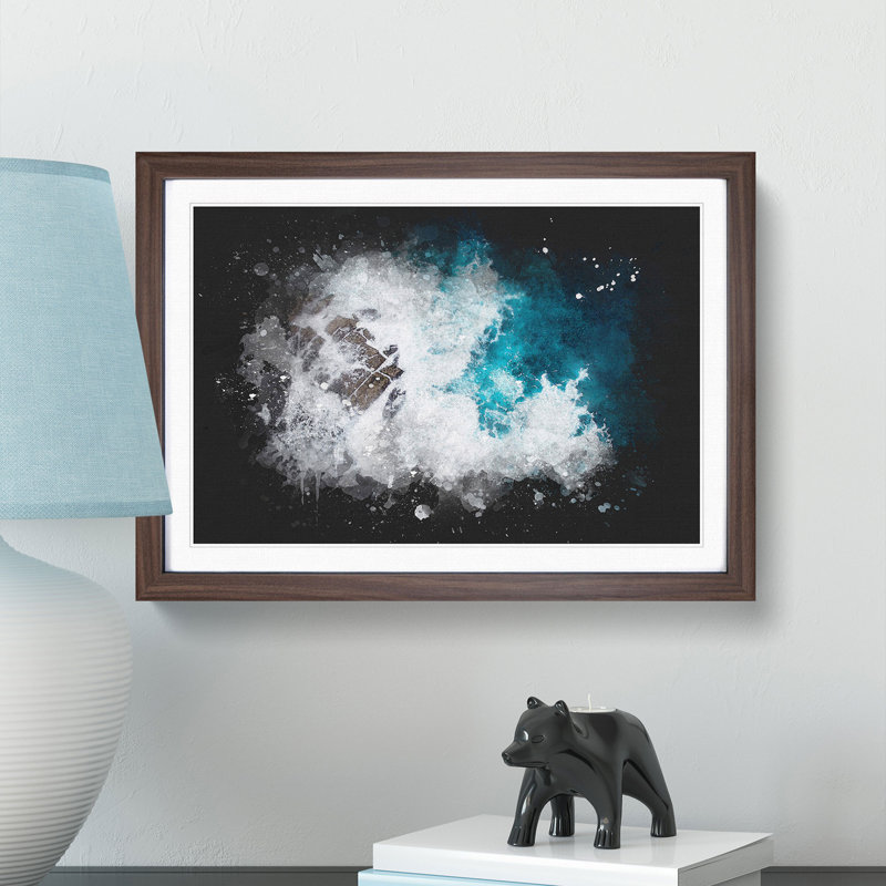 Crashing Waves at Bondi Beach - Framed Print, 62cm H x 87cm W x 2cm D, Walnut Framed