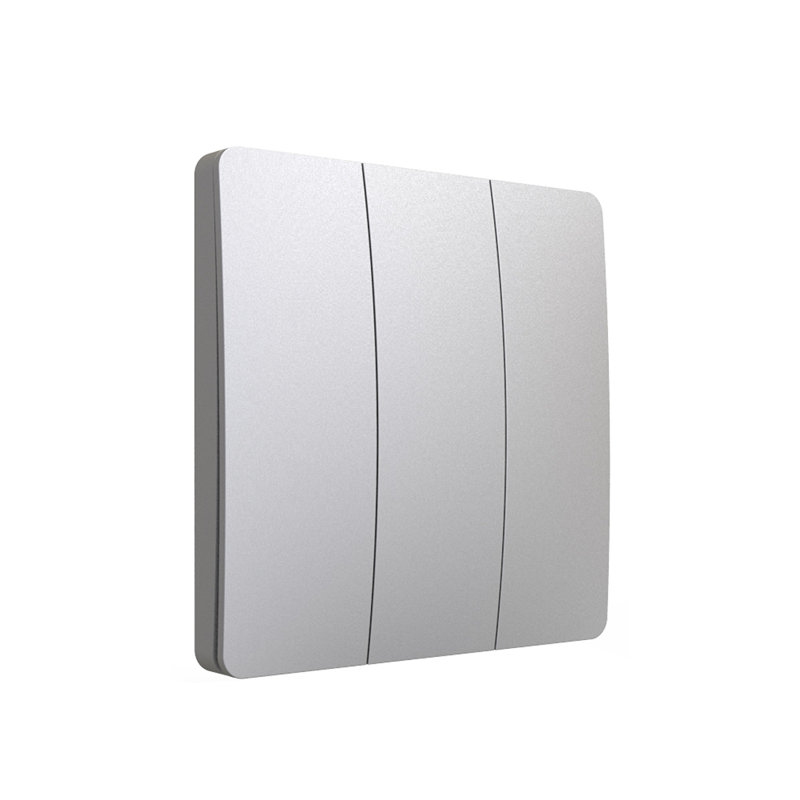 Ener - J 3 Gang Wireless Kinetic Light Switch Dimmable Silver IP56