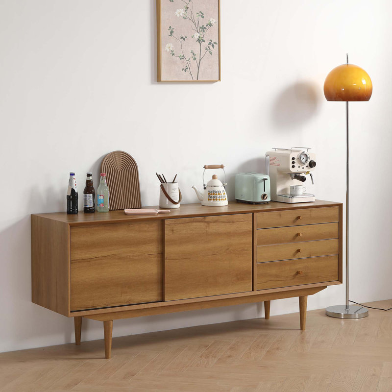 Buffet antique en chêne avec porte et tiroirs