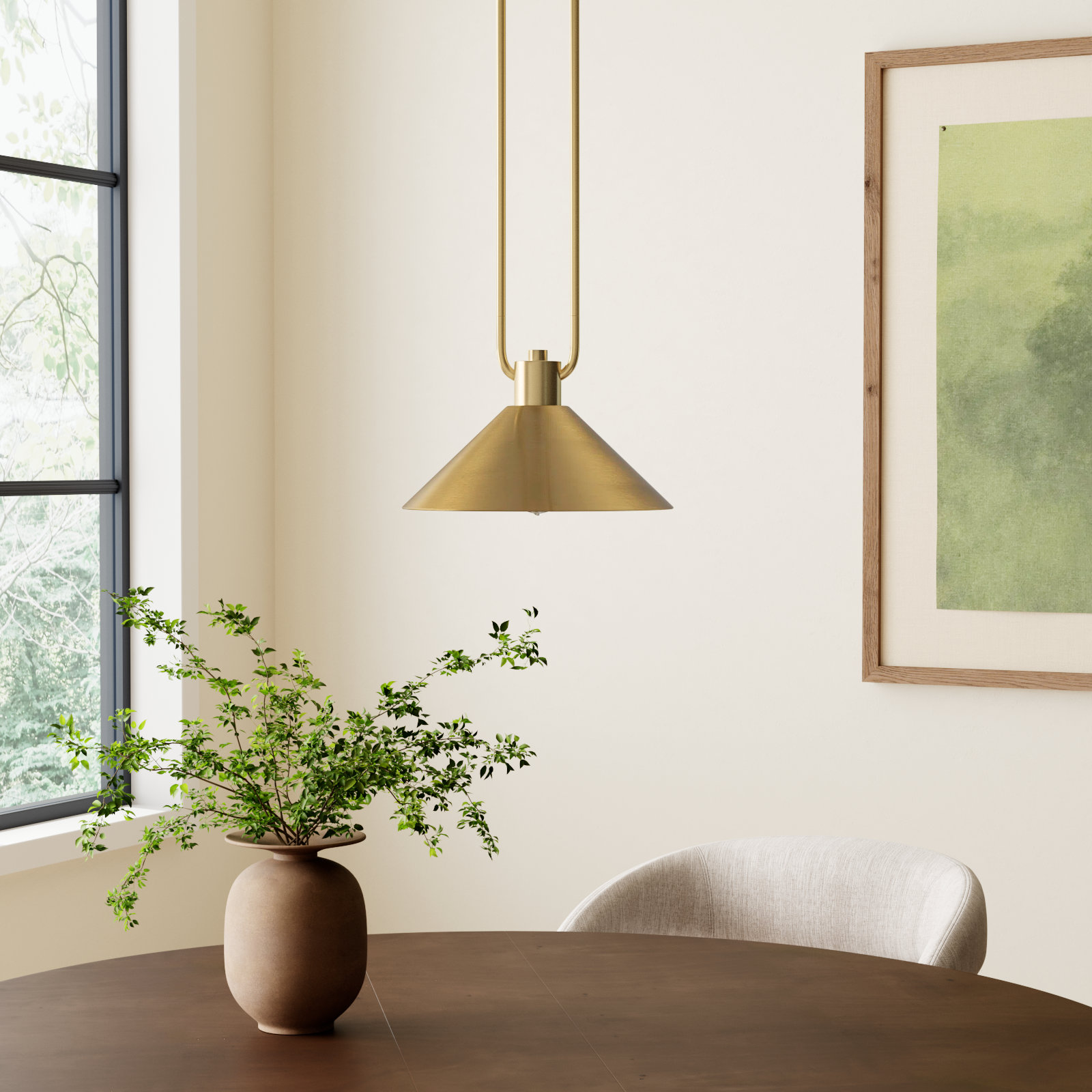 Fayra 1 - Light Industrial Pendant, 10.25" H x 12" W x 12" D, Antique Gold