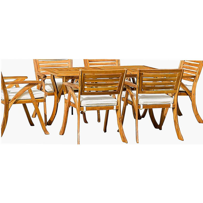 Ensemble repas d'extérieur en bois 7 pièces