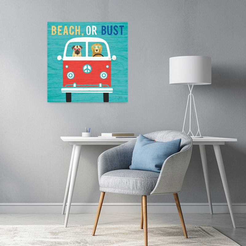 Beach Bums Bus, capricieuse, art côtier, H 24 po x l 24 po