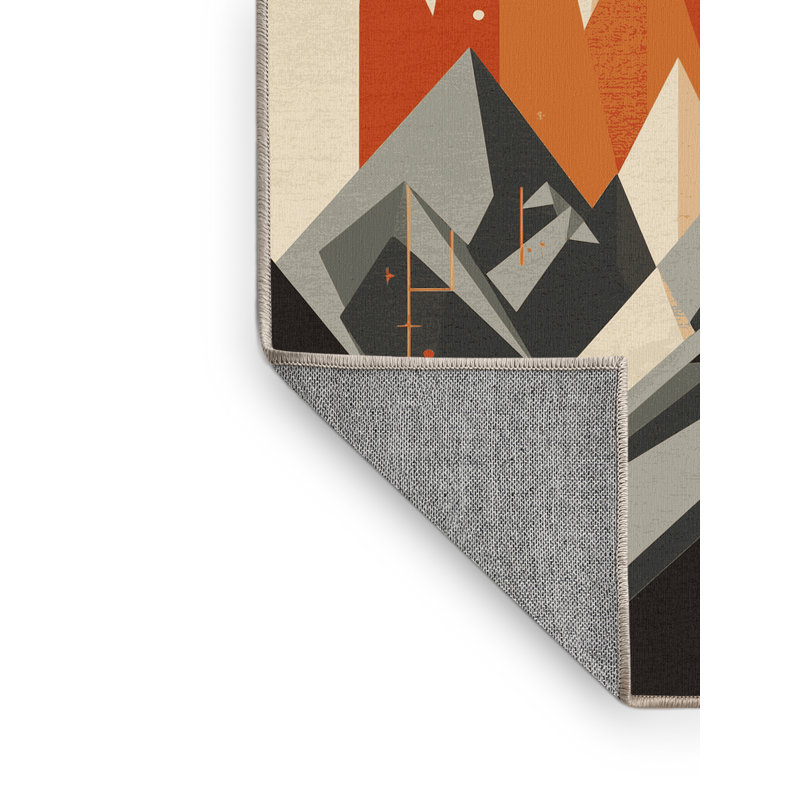 Tapis géométrique beige moderne lavable à la machine Ulster Svarog, 2 x 3