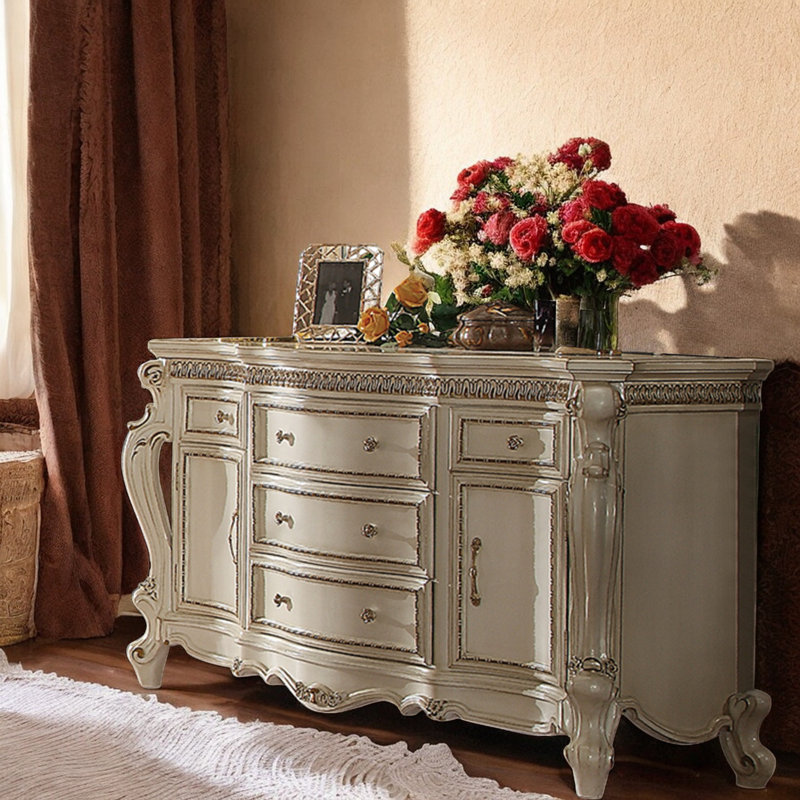 Vestavia 5-Drawer Combo Dresser in Antique Pearl, Antique Pearl