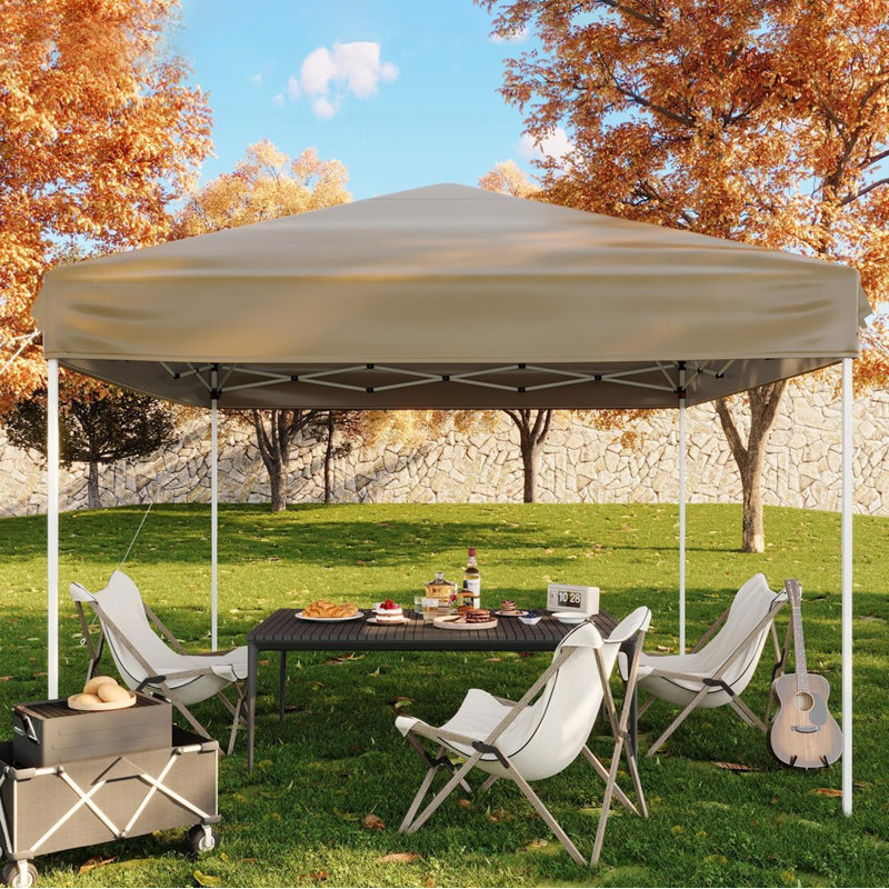 9.8 Ft. W x 9.8 Ft. D Metal Pop-Up Canopy, Brown