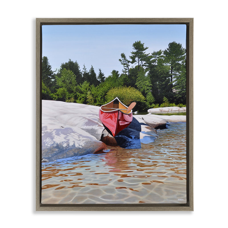 Cadre flottant Canoe at Water's Edge, conception par Kenneth M Kirsch, Montalcino orme flottant encadré, H 31 po x l 25 po