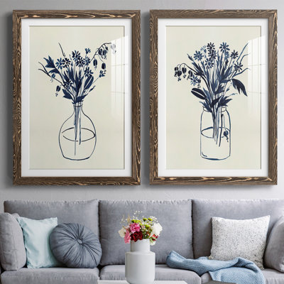 «Indigo Floral Vase I», reproduction de cadre photo sur toile 2 pièces