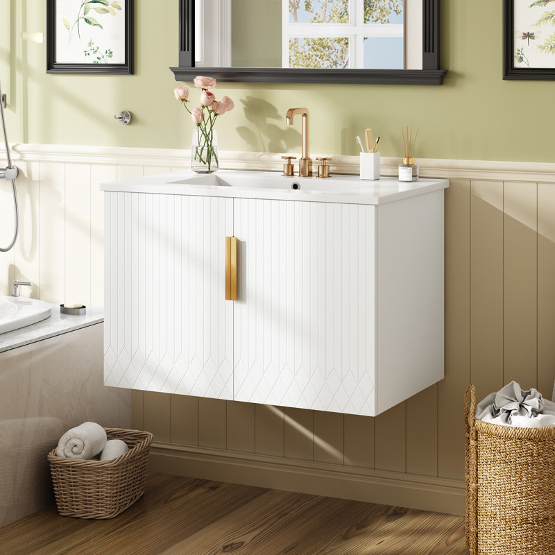 30" Vintage Bathroom Vanity with Ceramic Sink