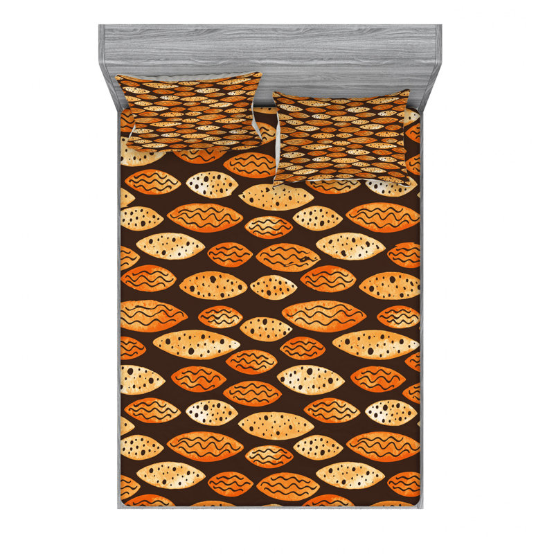 Microfiber Geometric Sheet Set, Full/Double Sheet Set with Fitted Sheet