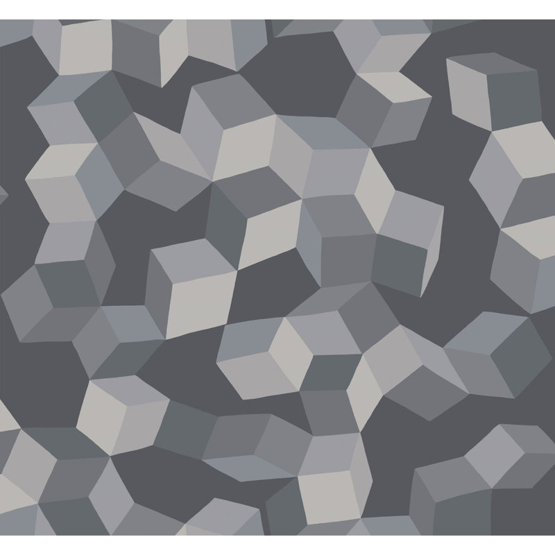 Puzzle Geometric Wallpaper Roll, Gray/Black