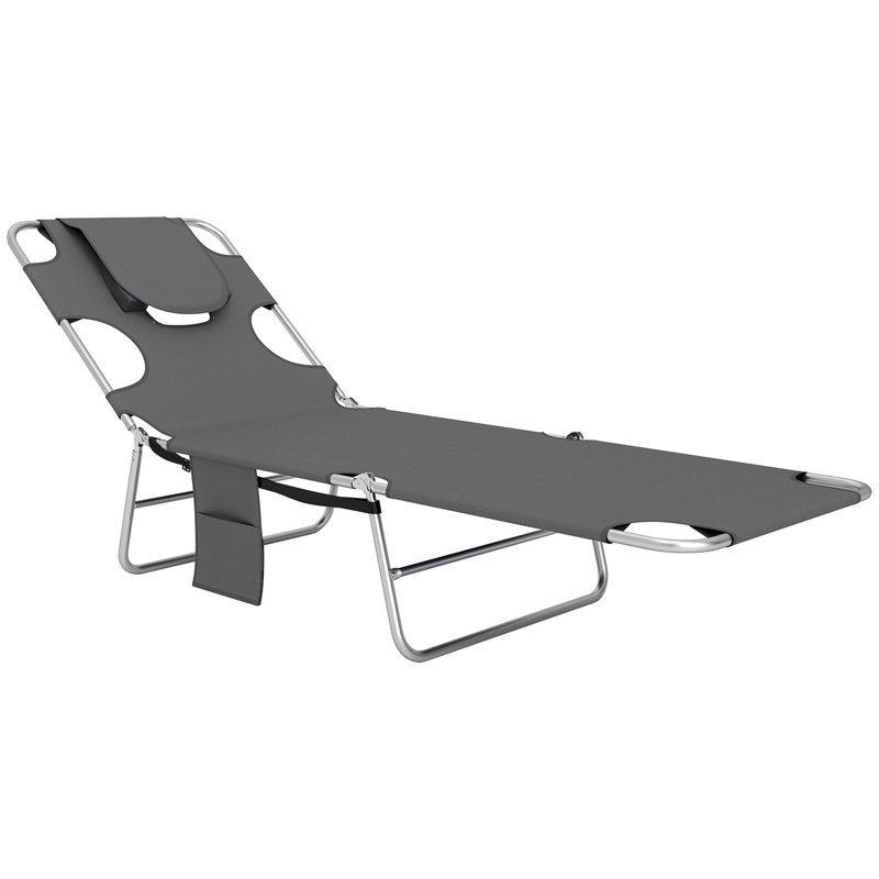 Outsunny Foldable Sun Loungers Beach Chaise Lounge Dark Grey