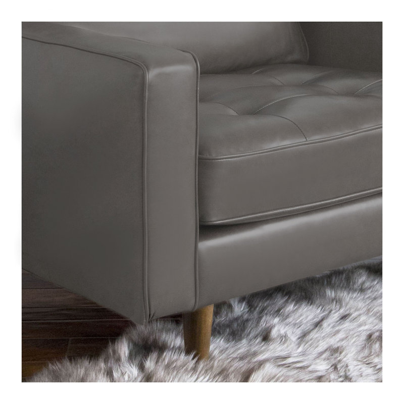 Fauteuil Rumsey, Cuir fleur gris