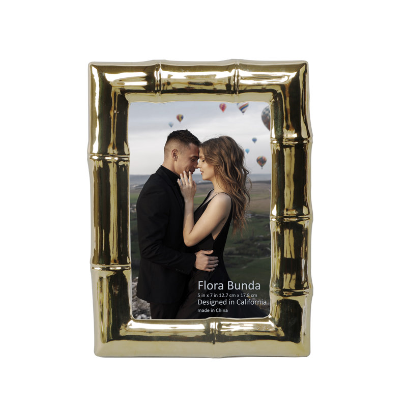Gold Ceramic Bamboo Picture Frame, 5" x 7"