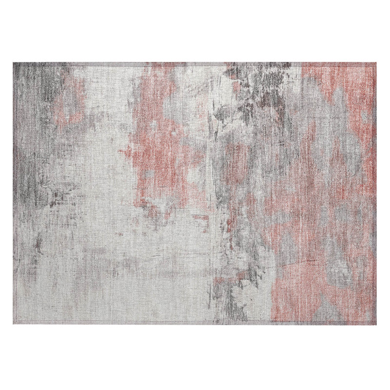 Machine Washable Indoor/Outdoor Cinead ACN1685 Coral Rug, Rectangle 1'8" x 2'6"