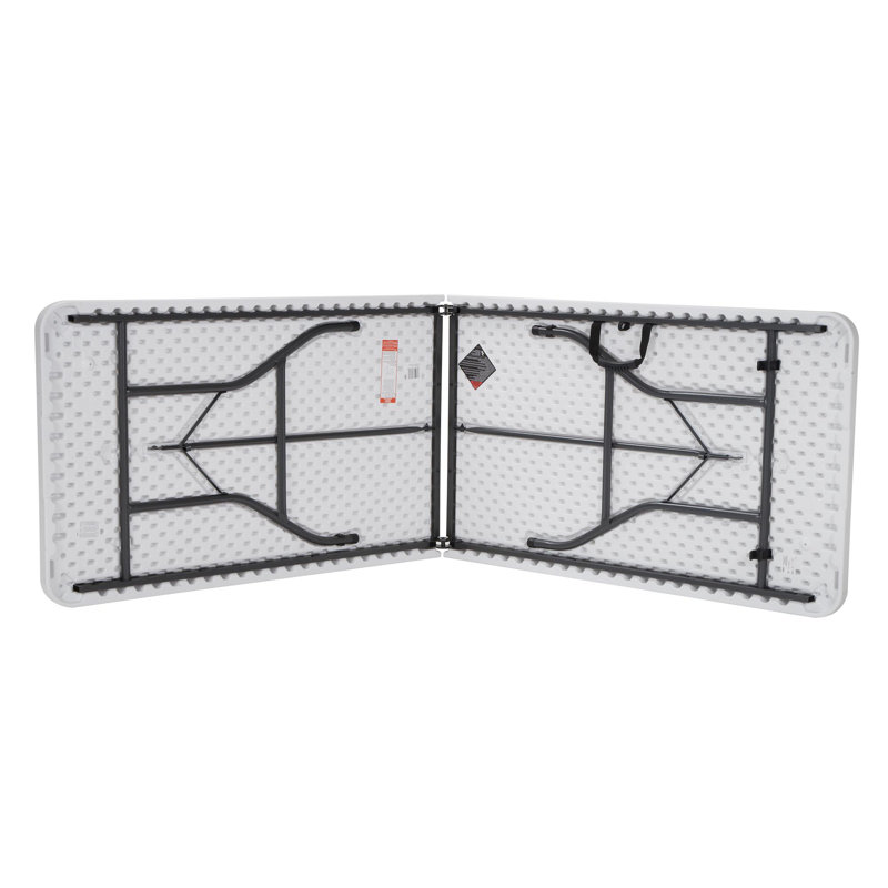 Table de banquet pliée en demi 8 pi avec poignée COSCO, blanc