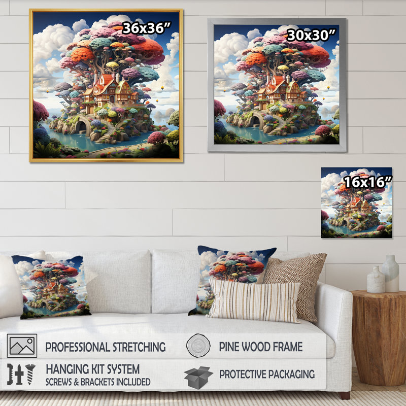 " The Wishing Tree House II ", 30" H x 30" W x 1" D, Wrapped Canvas