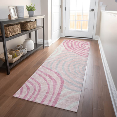 Premium Machine Washable Prisco Pink Rug