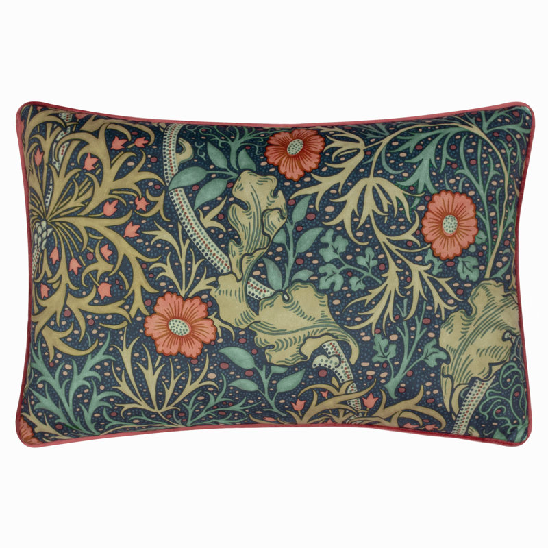 Seaweed Floral Rectangular Throw Pillow Cover, Blue