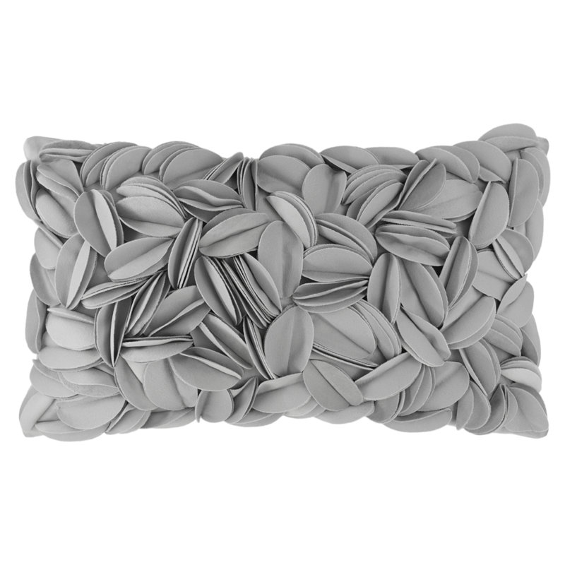 Embroidered Pillow Cover Decorative Floral Accent Pillow Case Home Decor Cushion Cover, Rectange 12"H x 20"W, Gray - Velvet
