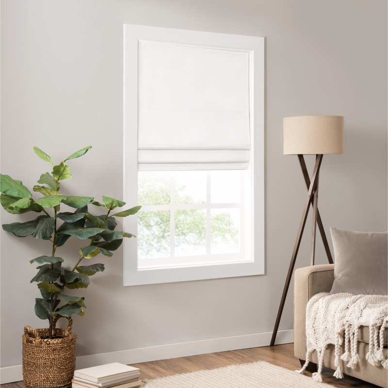 Room Darkening Paper Roman Shade, White, 35"W x 64"L
