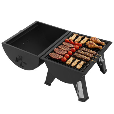 Barbecue au charbon portatif Royal Gourmet avec zone de cuisson à 2 côtés, barbecue compact extérieur pour la cour arrière, noir