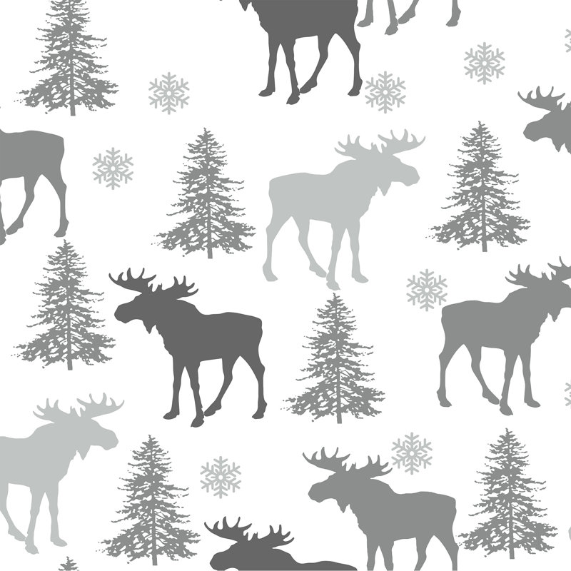 Ensemble de courtepointe réversible avec taies décoratives Moose, Courtepointe pour lit simple / simple TG et 1 taie, Gris