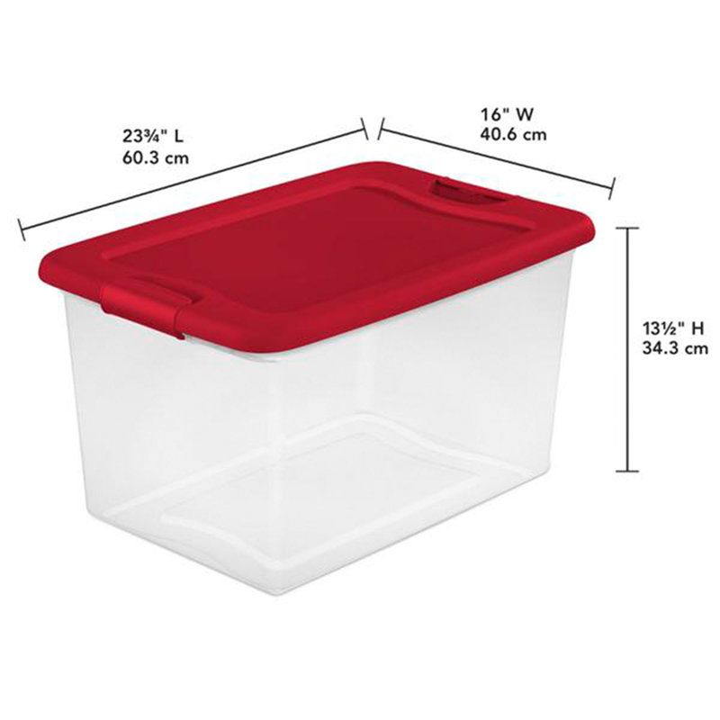 64 Qt. Clear Plastic Latching Lid Storage Bin Container Tote