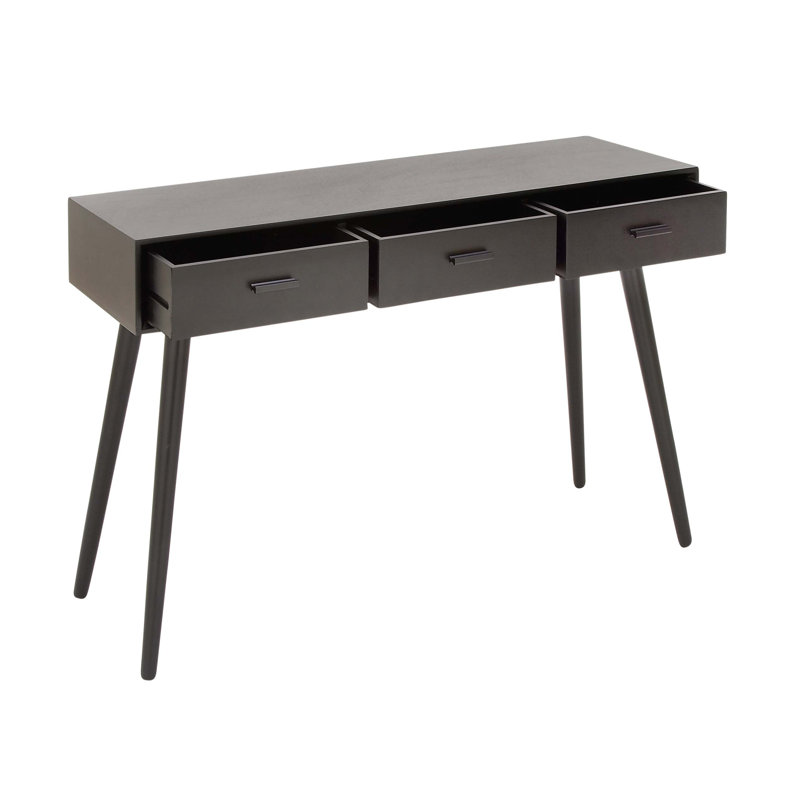 Console en bois massif de 42 po Annicka, Noir mat
