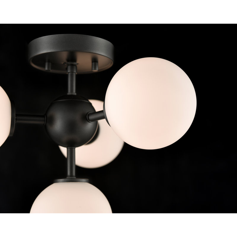 Pickerington Glass Semi Flush Mount, Graphite
