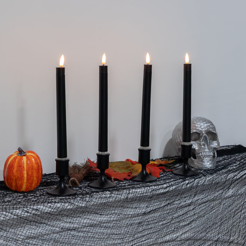 Unscented Flameless Taper Candle - 4 Count, Black