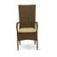 Ensemble de 7 pièces de mobilier de jardin en osier composé d'une table d'extérieur rectangulaire avec plateau en verre et 6 fauteuils de jardin avec coussin-1115698685