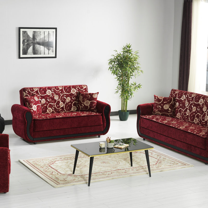 Causeuse convertible avec rangement PrimeNest Averna Collection, Bourgogne