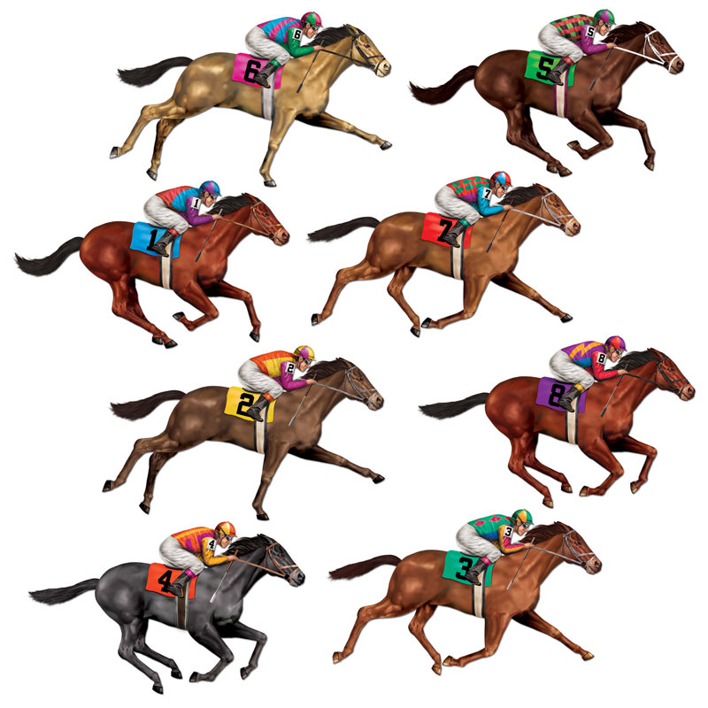 Ensemble 8 pièces de décalcomanie murale course cheval props