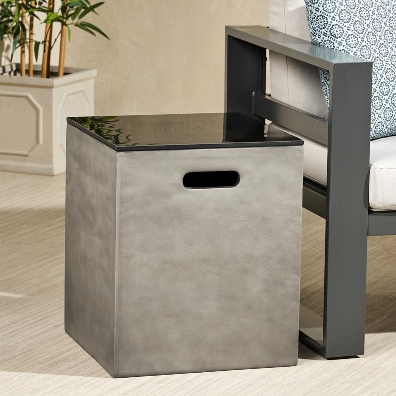 Table d'appoint moderne en céramique pour porte-réservoir en béton léger H 19,82 po avec base