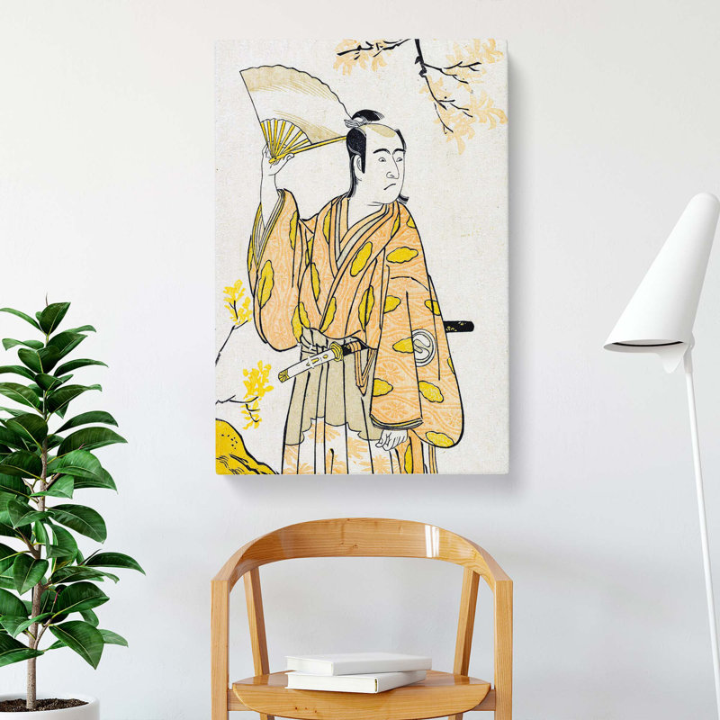 Man With A Fan by Katsukawa Shunko - Wrapped Canvas Painting, 76cm H x 50cm W x 3cm D