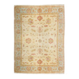 Oushak Oriental Hand-Knotted Wool Ivory/Cream/Blue Area Rug