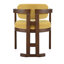Lot de 2 chaises de salle à manger d'intérieur rembourrées jaune et noyer - Structure en bois d'hévéa - Revêtement élégant - Stable et confortable - Dimensions : 58,8 cm (L) x 77,2 cm (P) x 77,2 cm (H) - Assemblage requis - 2 chaises - Structure robuste - Assise élégante