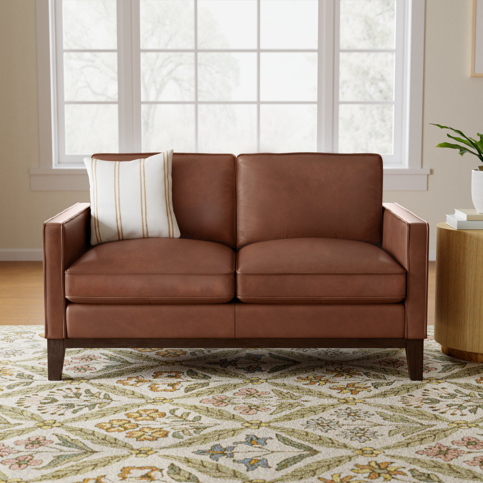 Cascades 59'' Upholstered Loveseat, Mocha Genuine Leather