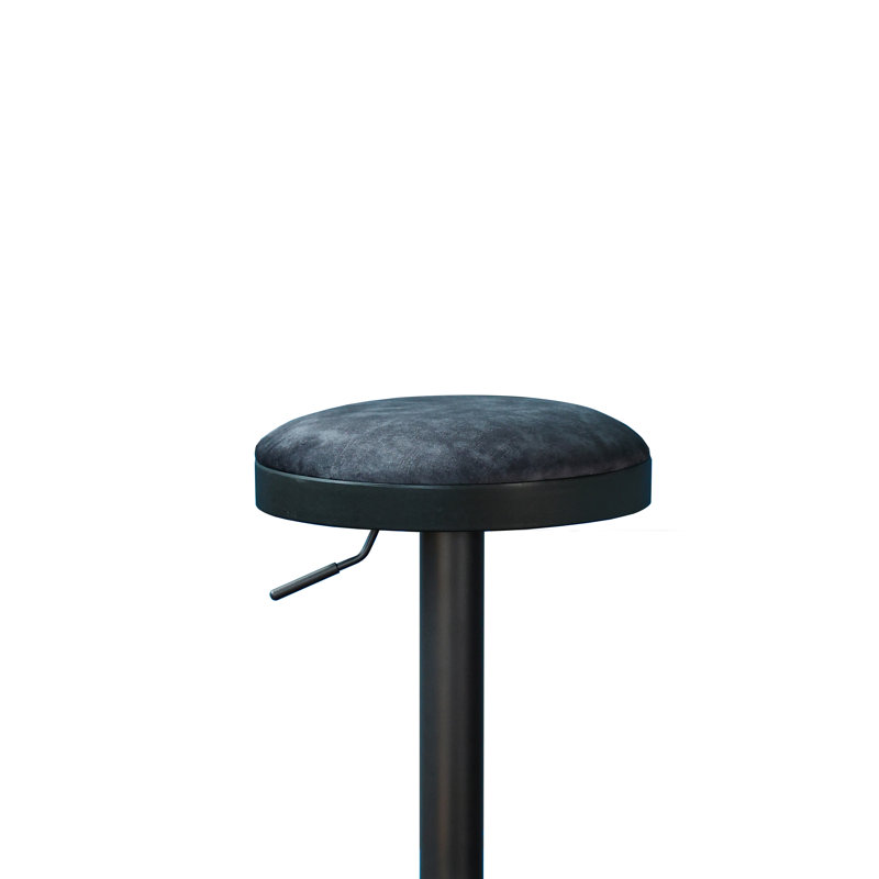 Swivel Upholstered Adjustable Height Counter Stool with Metal Frame, Grey