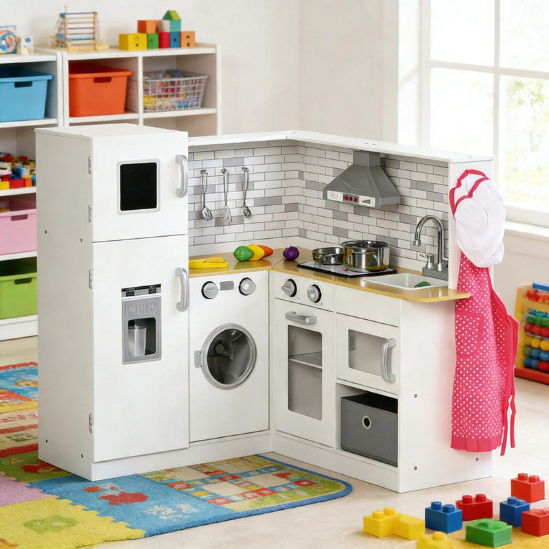 Ensemble de cuisine de coin en bois