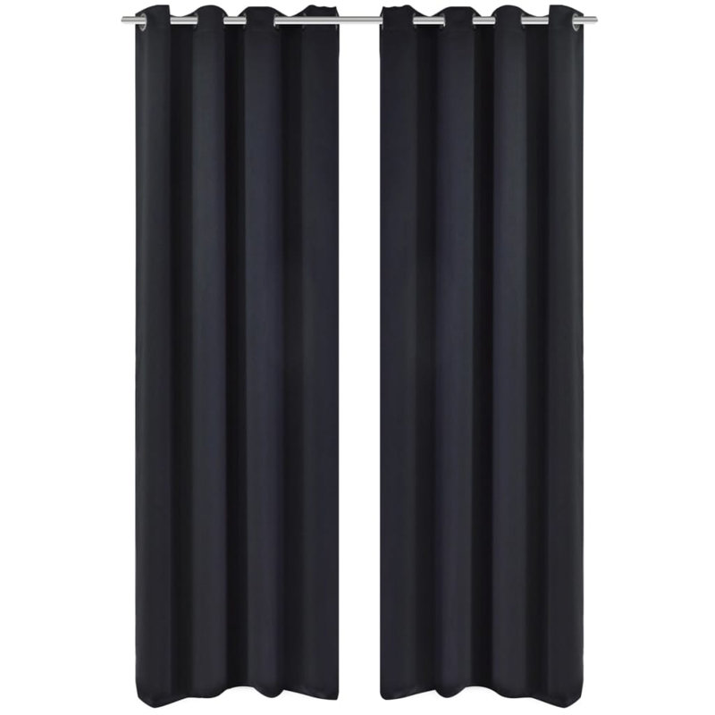 Jazlyn Blackout Curtain Pair, 135 W x 245 D cm, Black