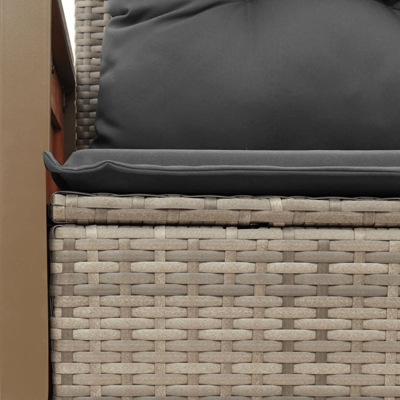  Garden Sofa Grey PE Rattan, Powder-Coated Steel, Solid Acacia Wood