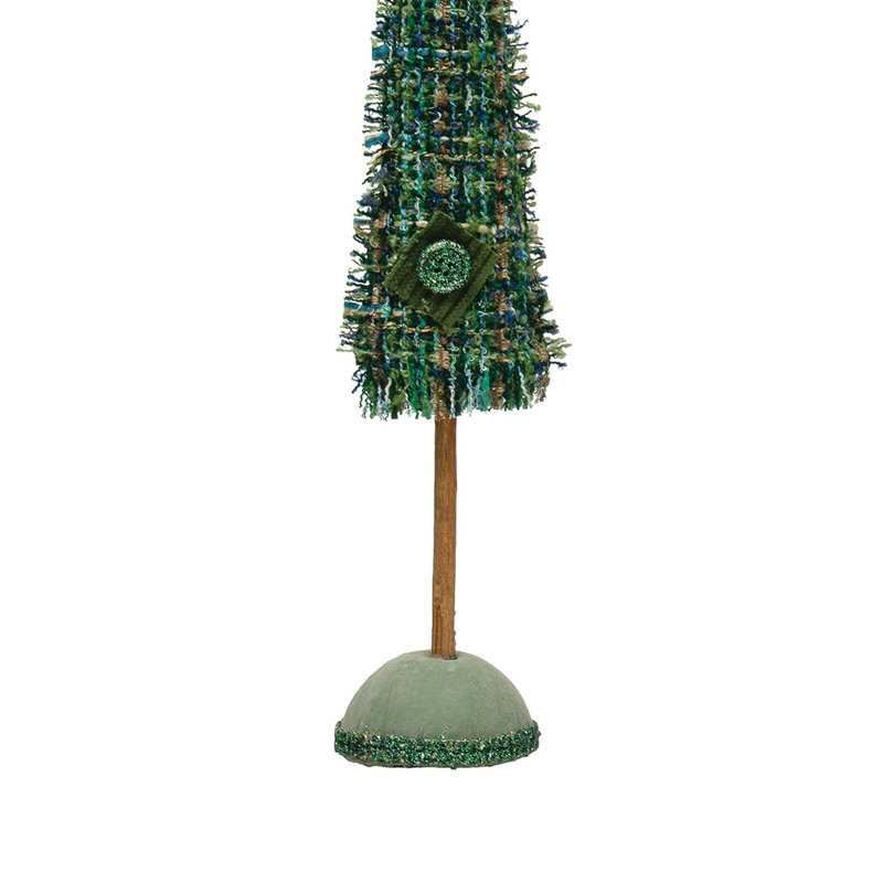 Arbre en tweed à bordure brute avec base en bois