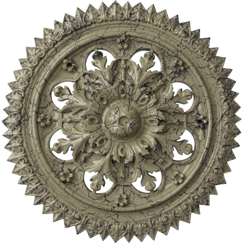 Médaillon de plafond de 21 21 pi 8 po x P 2 1/2 po York (convient aux auvents jusqu'à 3 5/8 po), Pierre de château craquelé