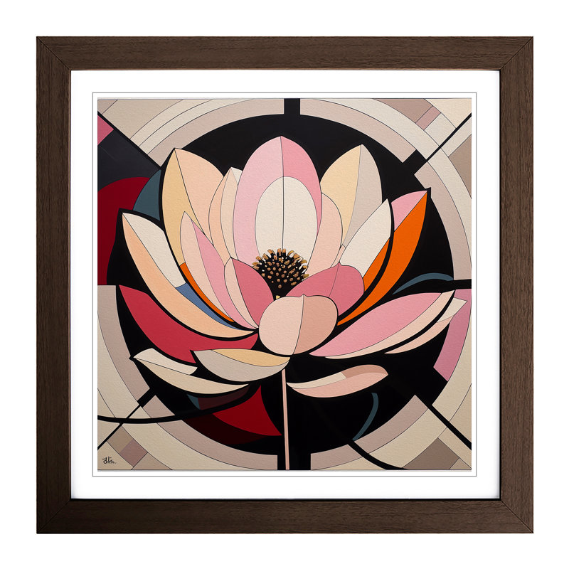 Lotus Flower Constructivism - Framed Print, Walnut