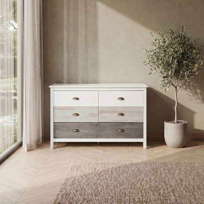 Geoghegan Solid Wood 125cm W 6 - Drawer Chest of Drawers